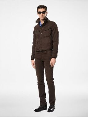 TOM FORD Western Slim Straight Fit Espresso Brown Denim Jeans